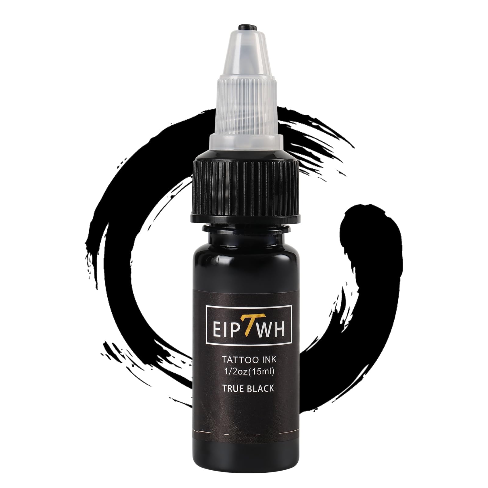 Tattoo Ink Black,1/2oz 15ml/Bottle True Black Ink Colors for Tattooing Lining&Shading,No Fade Long Lasting Black Tattoo Pigments FWTI15