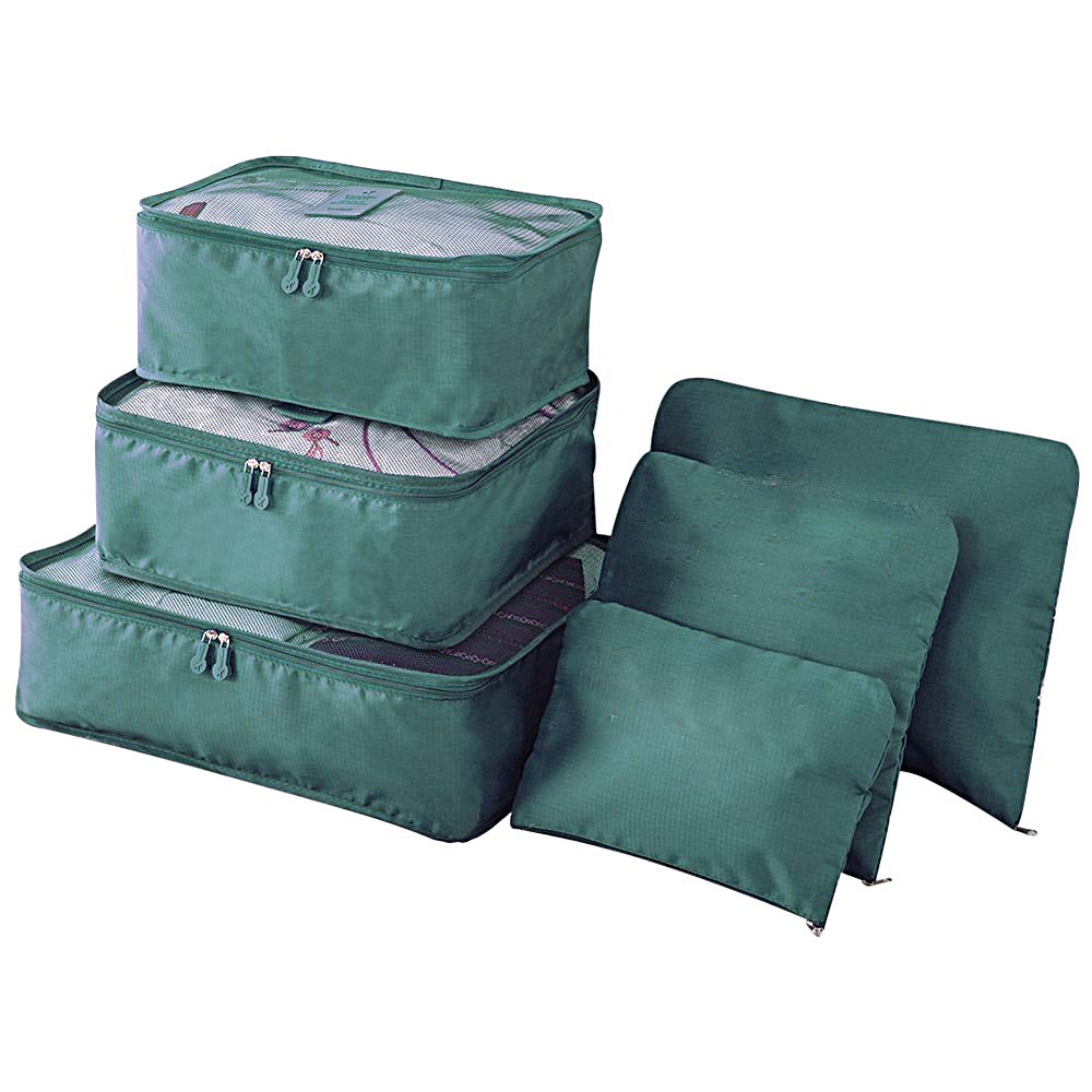 u-nique UNIQUE GADGET 6pcs Packing Cubes Portable Travel Storage Bag Organiser Luggage Suitcase Compression Pouches Luggage Organiser - TRLDBAGGR, Green-picture-24