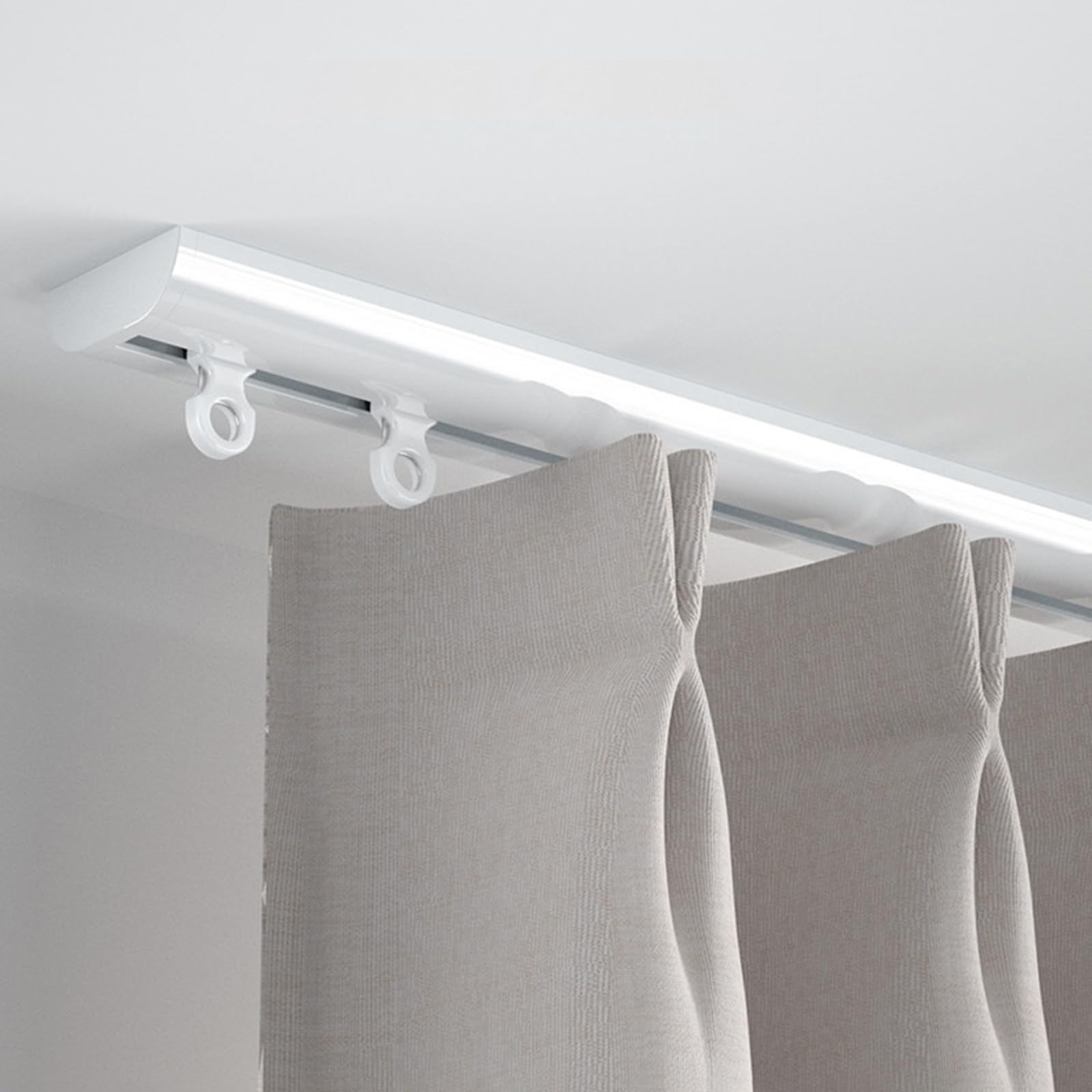 Ultra Thin Ceiling Mounted Curtain Track 3.0m (9.8ft) Adjustable Aluminum Rod for Curtains & Shower Curtains Perfect Space Divider for Home & Office