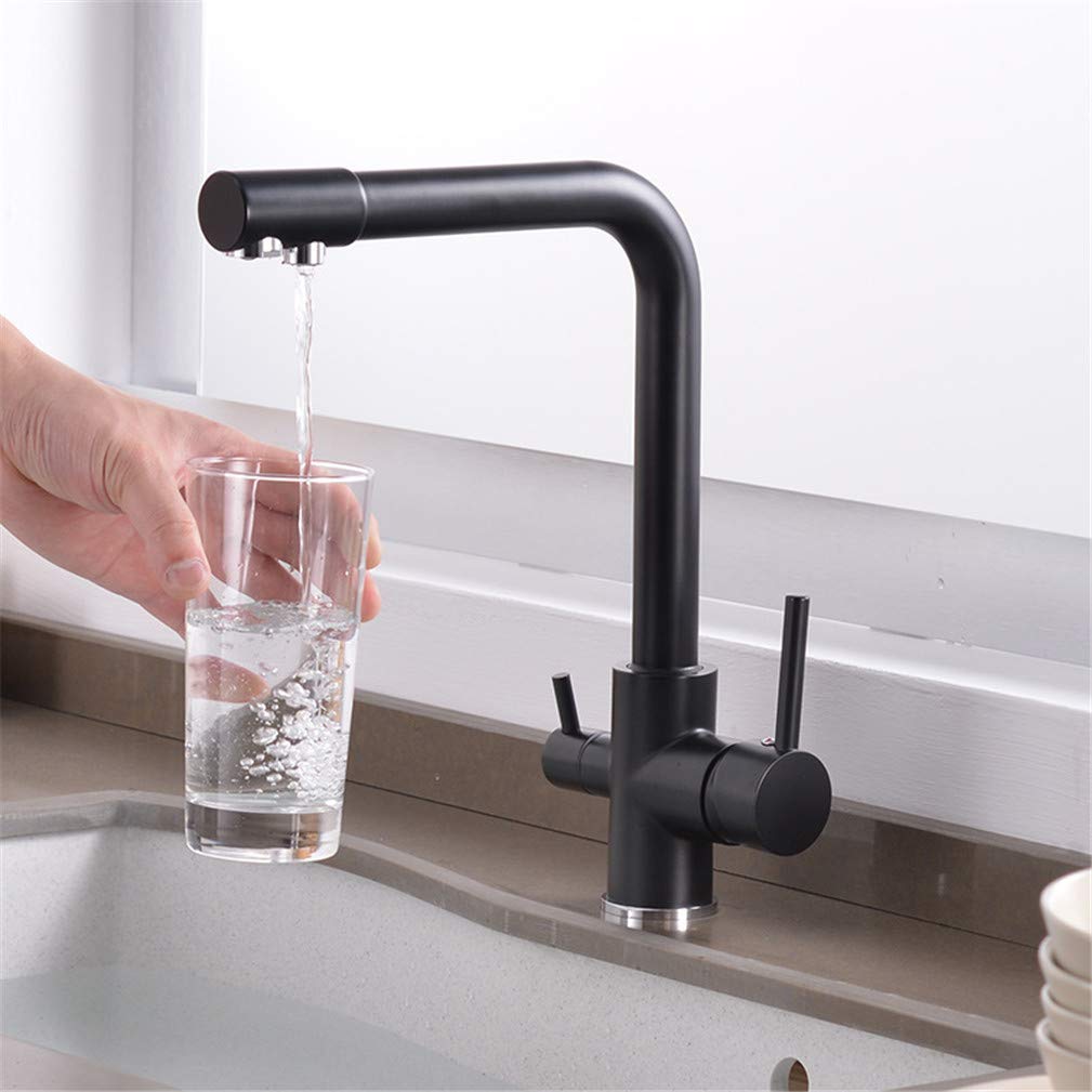 Mitigeur cuisine 3 voies double levier pour éliminer les carafes filtrantes