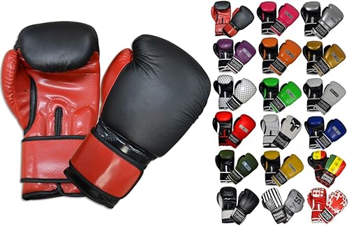 Guantes de boxeo para entrenamiento de gimnasio (sin logotipo, negrorojo, regular-12oz)