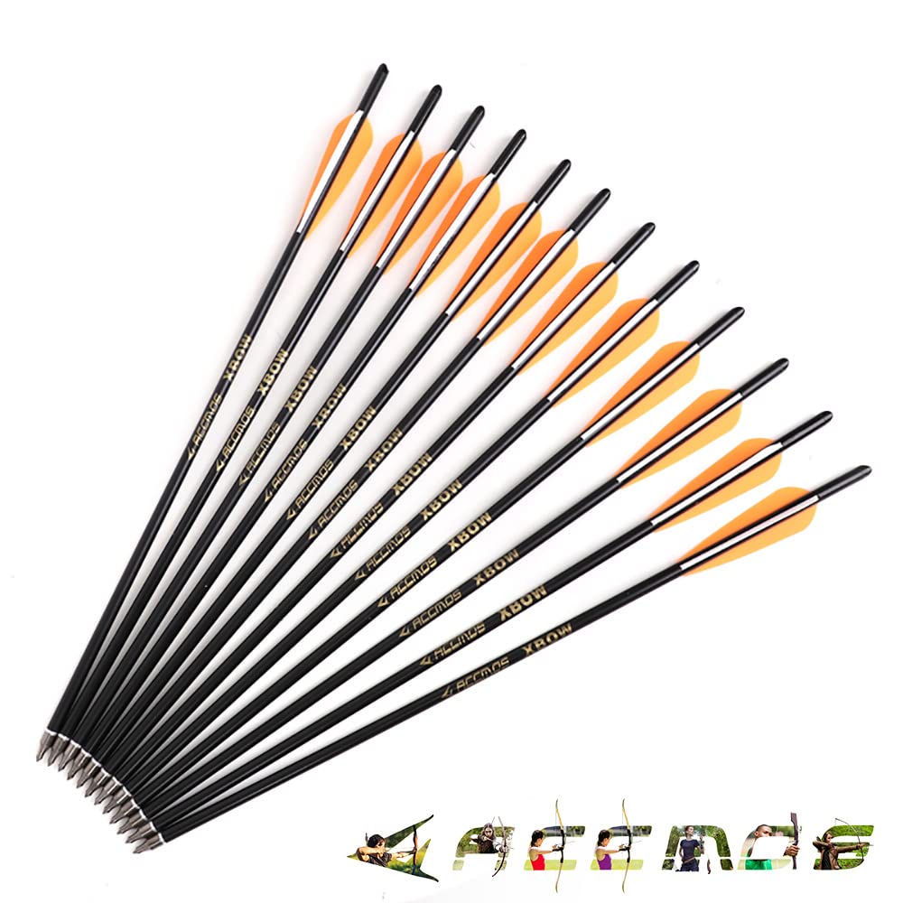 ACCMOS 24 pz 13" 16" 17" 18" 20" 22" Freccia in Carbonio Tiro con L'Arco Frecce Frecce per Balestra 125grain Punta della Freccia Sostituibile per Caccia o Allenamento al Tiro
