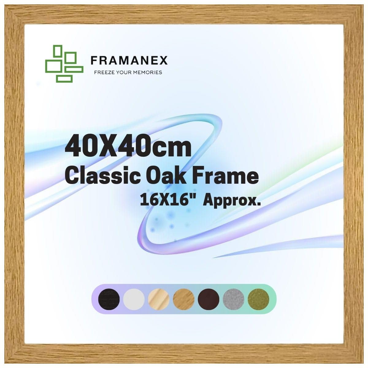 FRAMANEX Modern Dome Shape Frames | Oak Colour 40X40 CM Picture Photo Poster Frames | 40X40 CM Square Picture Frame | Beautify Your Walls with SD Mold Wood Finish Photo Frame โ image 1