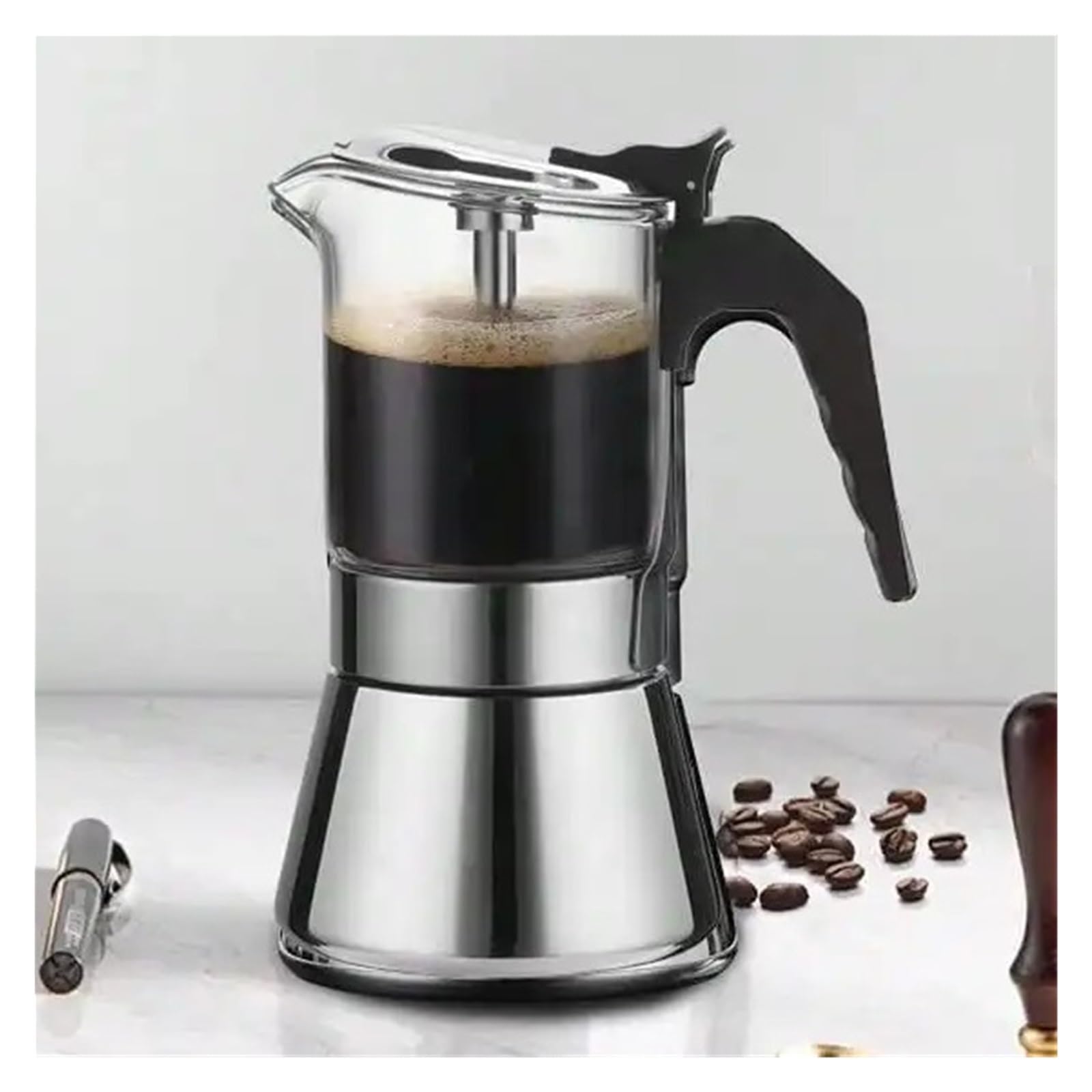 Genérico Cafetera de acero inoxidable for café expreso, Mocha, for el hogar, cocina, Camping