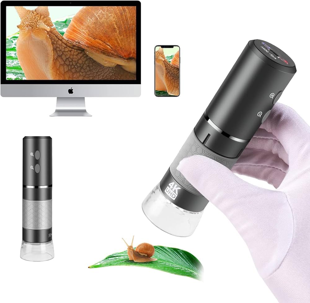 WiFi Wireless Digital Microscope 4K HD Wi-Fi Microscope Camera Digital Magnifier Compatible for iPhone, Android Phones, Laptop and PC.