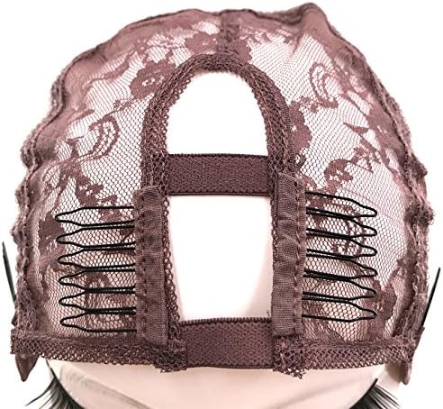 FDshine U Part Wig Caps for Making Wig Glueless Cap Straps on Back 4 Combs Sewn on Adjustable (Medium Size, Medium Brown)