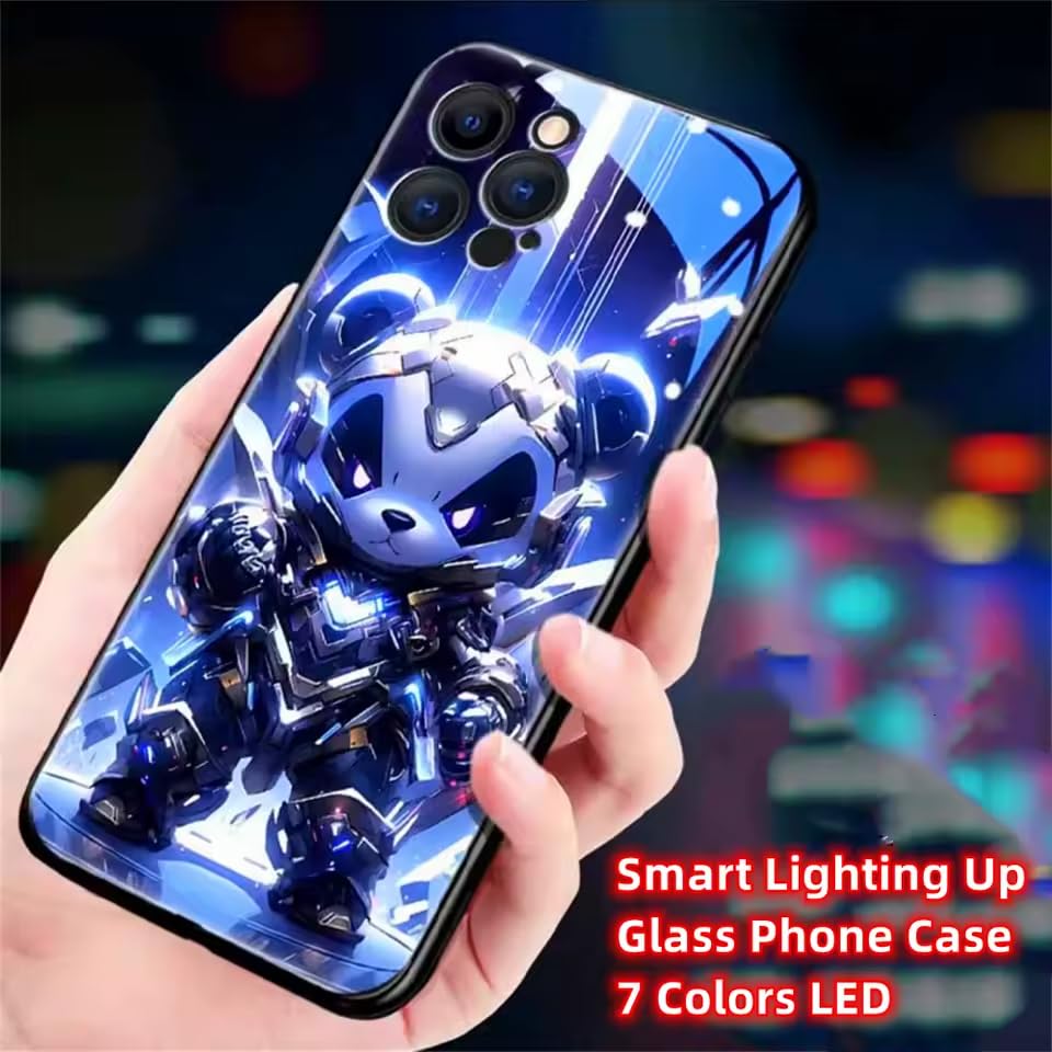 Image of MILLION CASES Back Cover Case for iPhone 15 Pro Shockproof Protective Cyber Panda Light Shield TPU Case for Men & Boys
