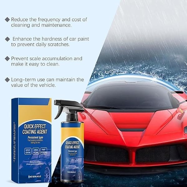 Car Coating Agent Spray,Easy to Use,Automobile Scrape Wax Agent, Quick Effect Polish Spray, Oil Film Emulsion Glass Cleaner, Waterless Wash Quick Effect Scratch Polis (2PCS) - 1