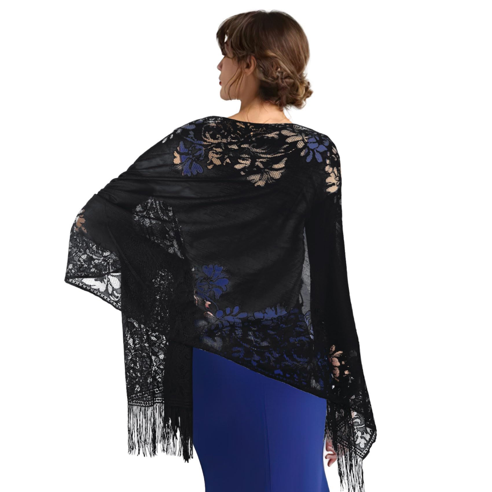 EHOTER Shawls and Wraps for Women Women's Scarves & Wraps Pashmina Shawl Wedding Shawls for Women Wedding Chiffon Shawl (Black)