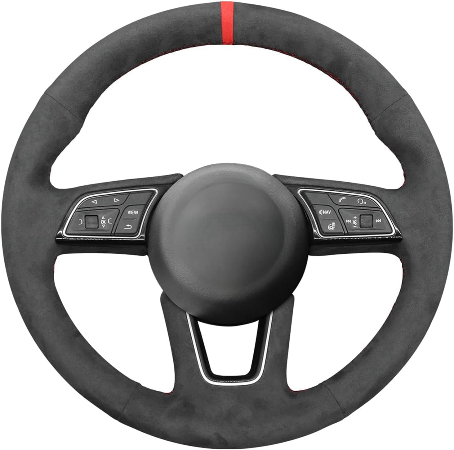 MEWANT Car Steering Wheel Cover for Audi A3 Hand-Stitch Black Suede for Audi A3 2017-2022 / A3 Sportback e-tron 2017-2018 / A4 2017-2022 / A5 2018-2022 / S5 2018-2020