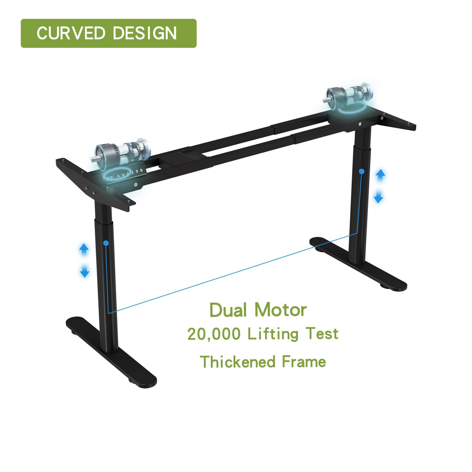 Radlove - Supporto per scrivania regolabile in altezza a doppio motore, supporto da tavolo regolabile, gambe per scrivania da 120 a 178 cm con 4 controlli di memoria (nero + gambe cilindriche)
