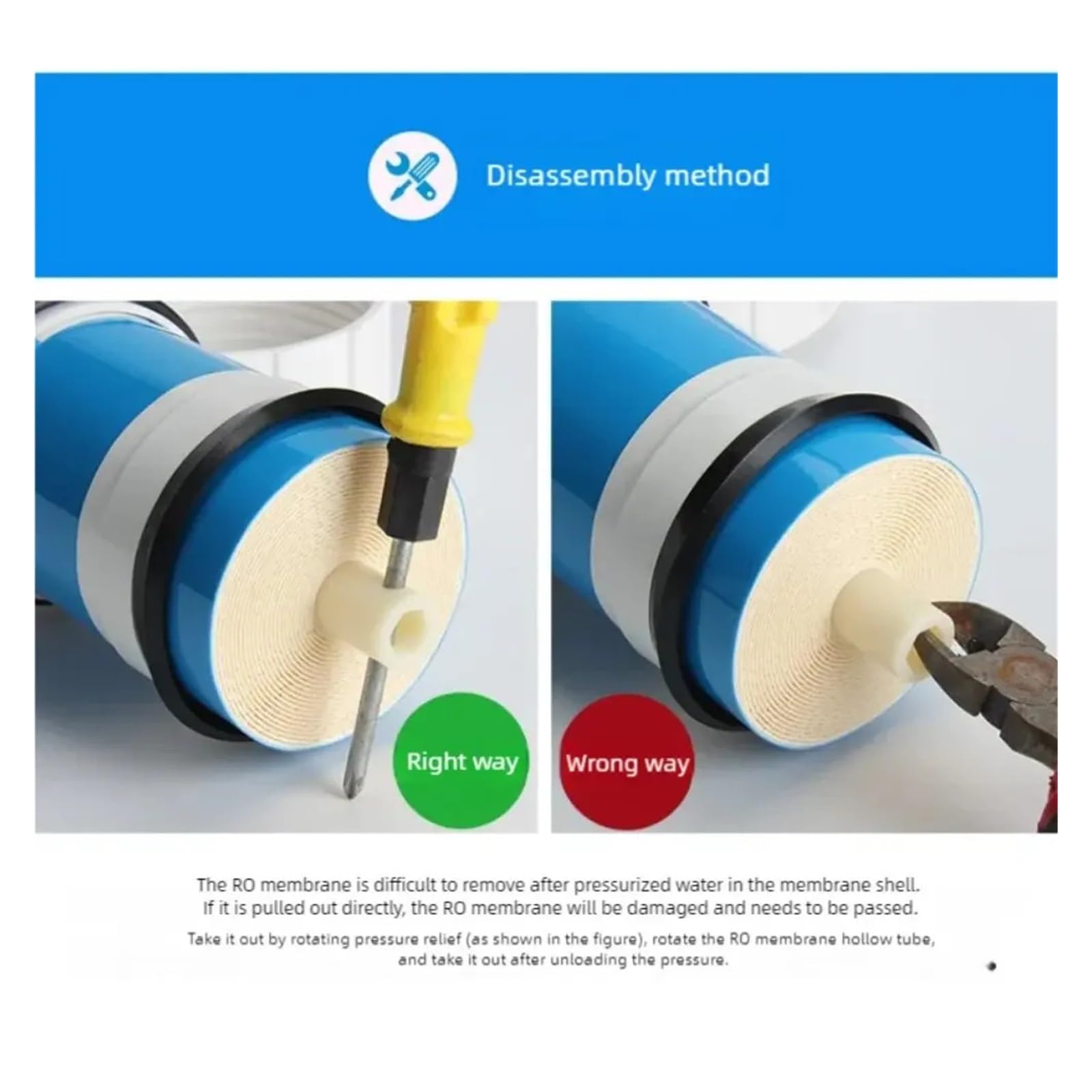 Elemento Filtrante A Membrana RO Universale For Sistema Ad Osmosi Inversa 75G/100G/400G/600G/800G, Compatibile Con Waternoble,(3013-600G)