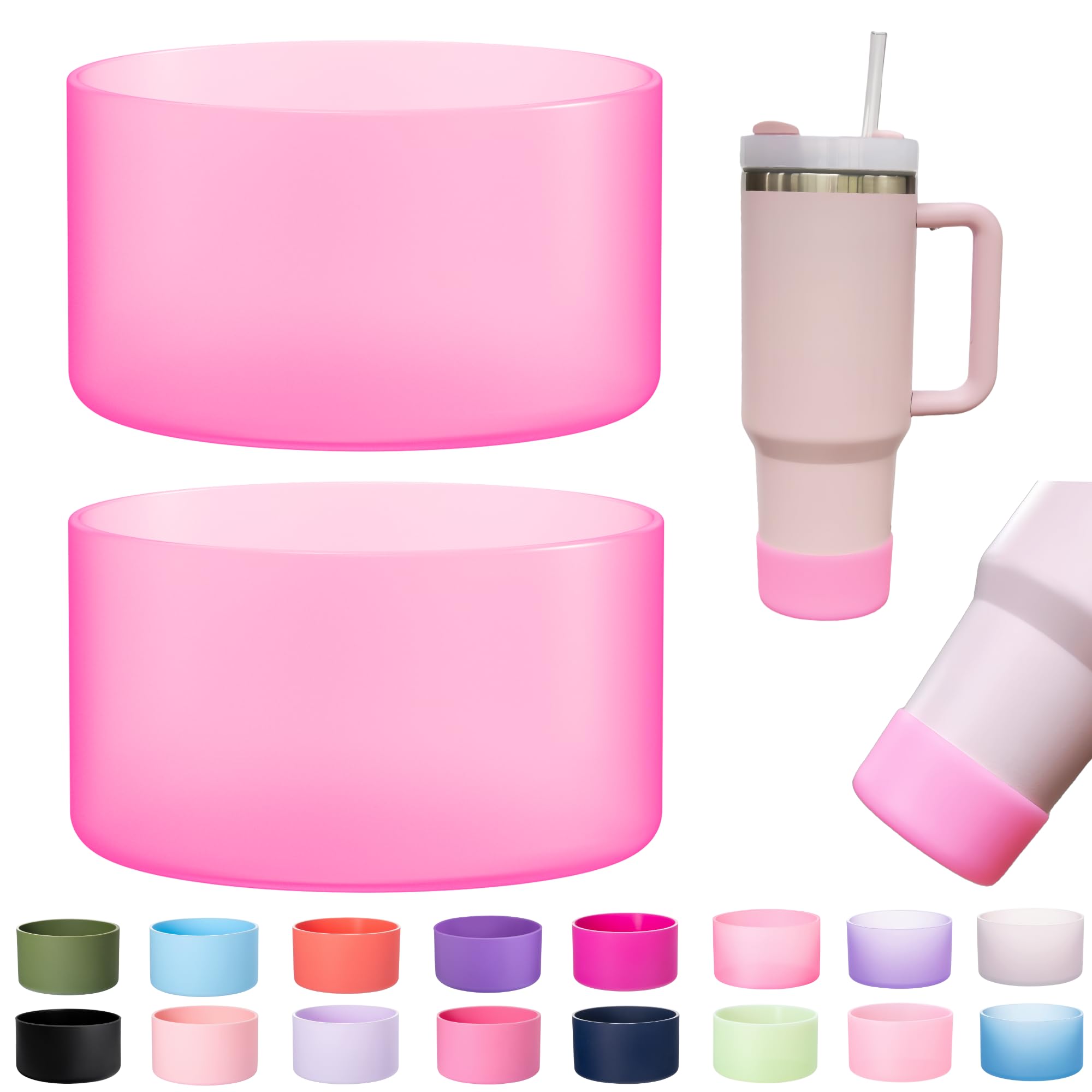 2-Pack Silicone Boot for Stanley Quencher Adventure Tumbler, IceFlow Flip 40/30/20 oz, Cup Protector Sleeve Cover With Handle