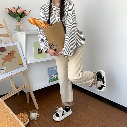 Miniatura 5 de XIXITIAO Pantuflas de vaca, pantuflas de casa para mujereshombres para interiores, bonitas pantuflas de dibujos animados de animales para mujer y