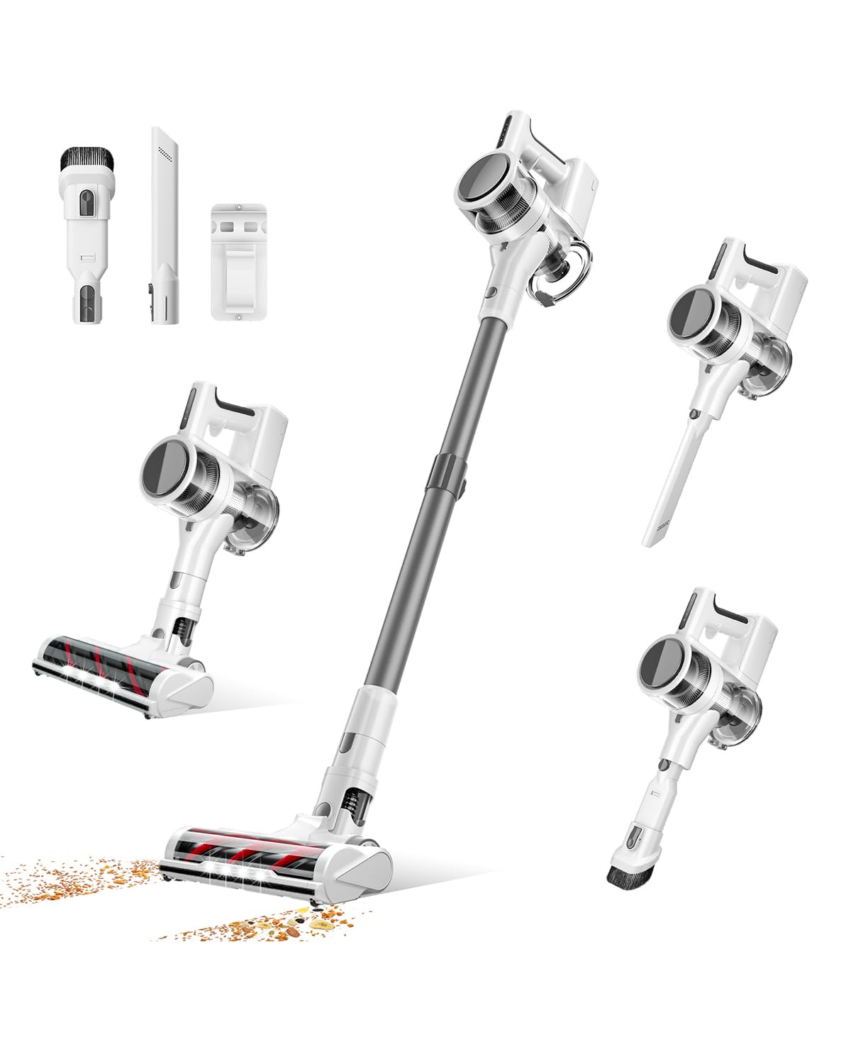 Photo 1 of Comvtu Cordless Vacuums, 80,000PRM Powerful Motor Vacuum Cleaner and 2200mAH Rechargeable Battery up to 35 Mins Worktime, 2 Adjustable Modes, Detachable Parts, Wireless Stick Vacuum (Vapor White)