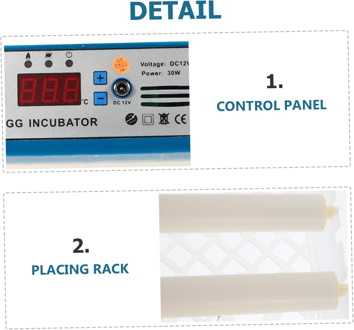 1 Set Automatic Incubator for Duck Eggs Egg Capacity Digital Temperature Control Battery Ac Power Supply for Hatching Chickens Quails Geese and Ducks