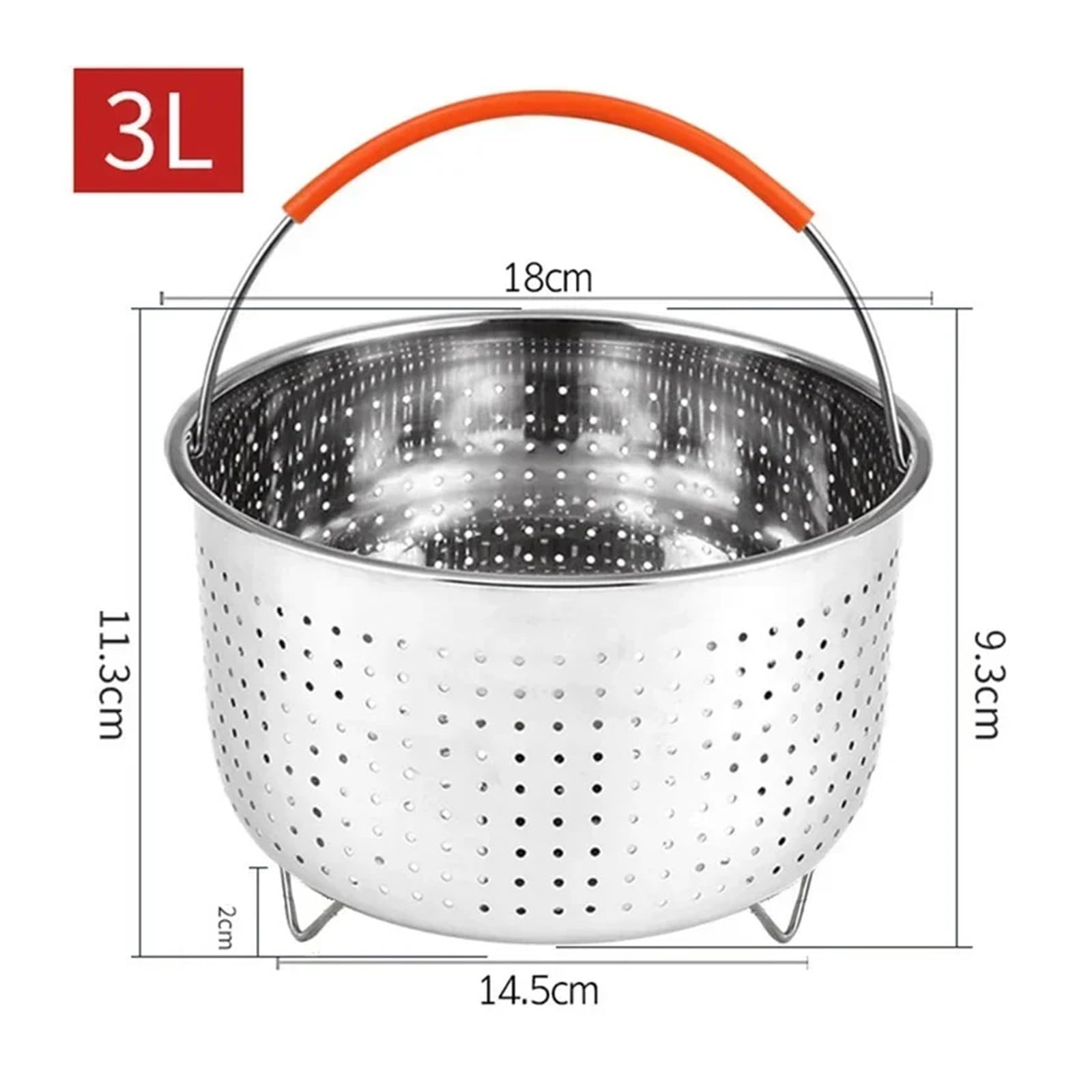 3/6/8 l Dampfkorb aus Edelstahl for Instant Pot, Zubehör for Cooker mit Griff Silikonüberzug, Abtropfkorb for Dampf Dampftopf Induktion(3L)