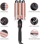 Kuwa Crimper Outil capillaire,3 Fer à roulettes,hairCrimper pour les femmes, Hair Waver avec LCD Affichage de la température, ondes naturelles à longue durée