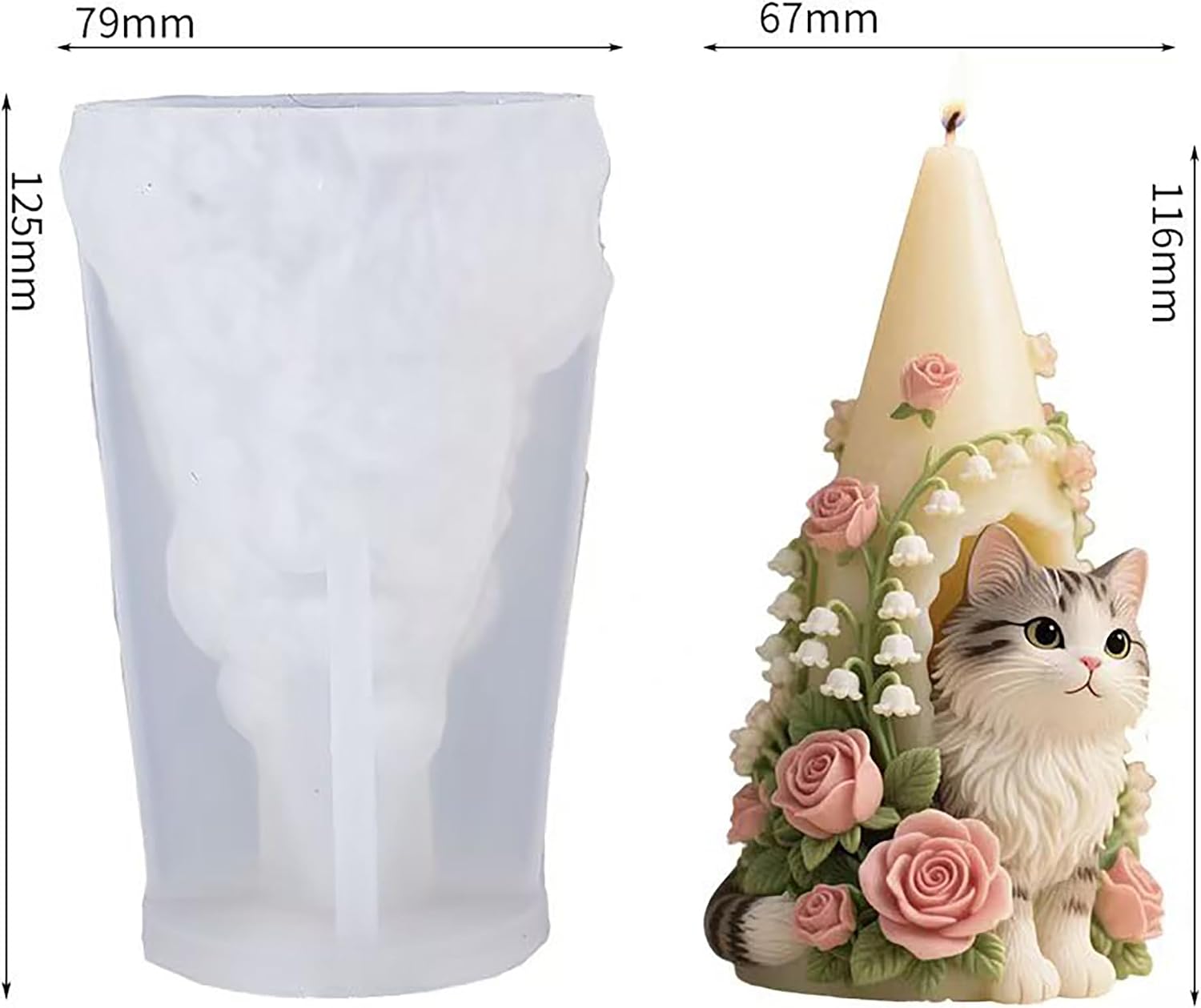 Cat Animal Cylinder Molds Silicone Wave Spiral Candle Mold - Silicone Resin Casting Molds for Candle & Resin & Soap Craft Supplies