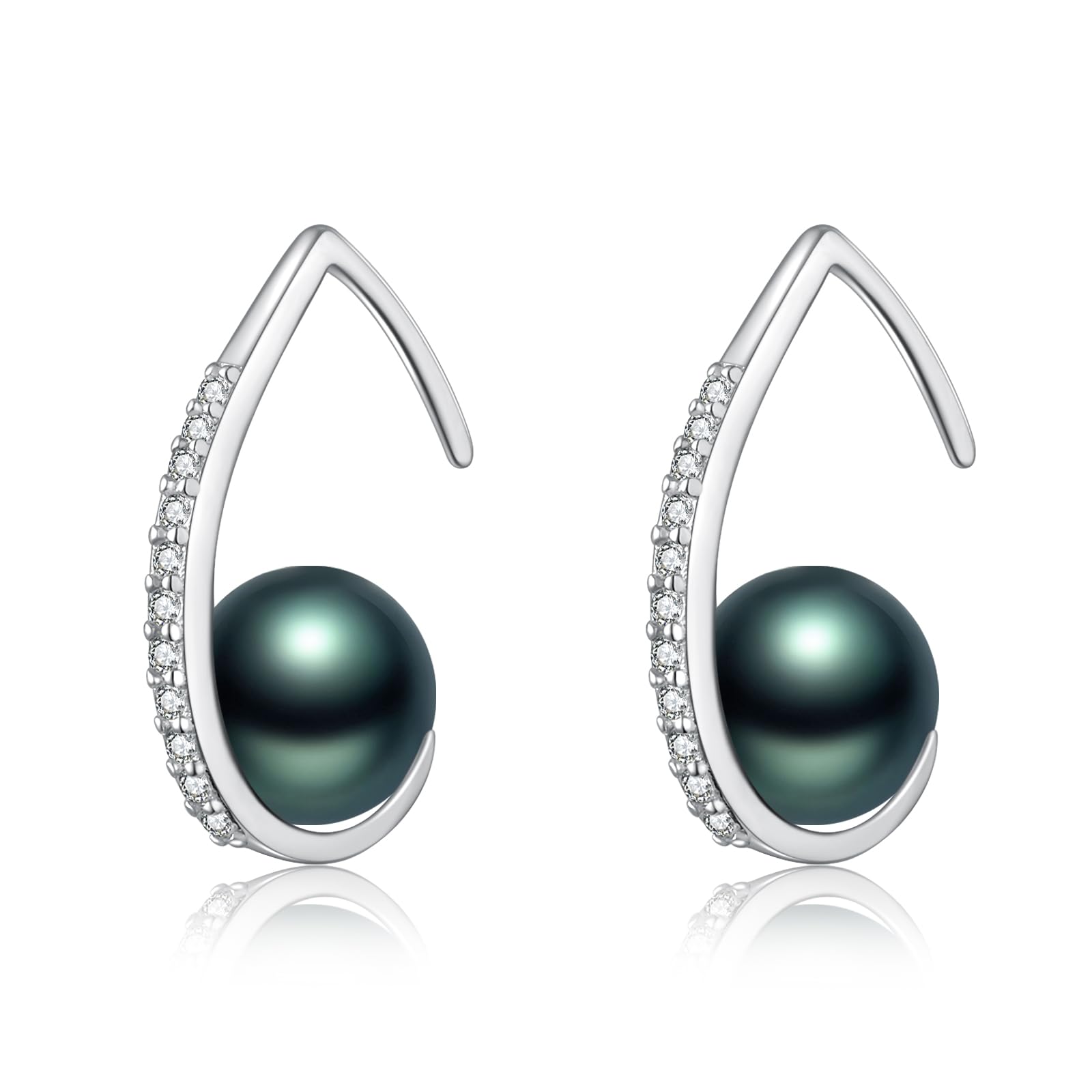 Tahitian Black Pearl Earring For Women AAAAA Grade Tahitian Black Pearl 925 Sterling Silver Jewelry Gift For Wife