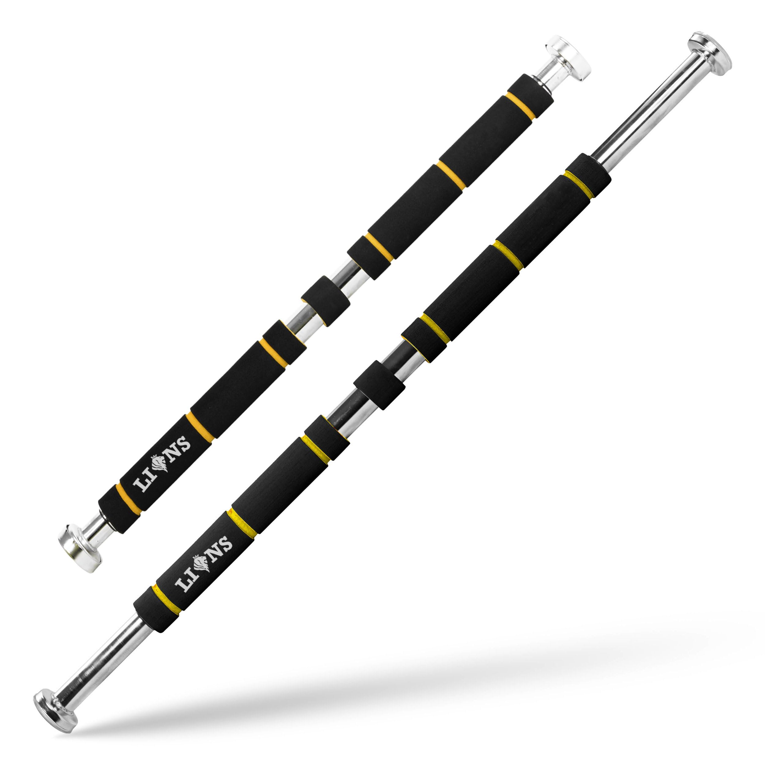 Lions Exercise Door Pull Up Bar Doorway - Home Gym Fitness Workout Strength Training 62-100cm Fully Adjustable, Black Yellow