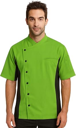 Short Sleeves side Mesh Vented Chef Coat Jacket Uniform Unisex for Food Service, Caterers, Bakers and Culinary Professional
