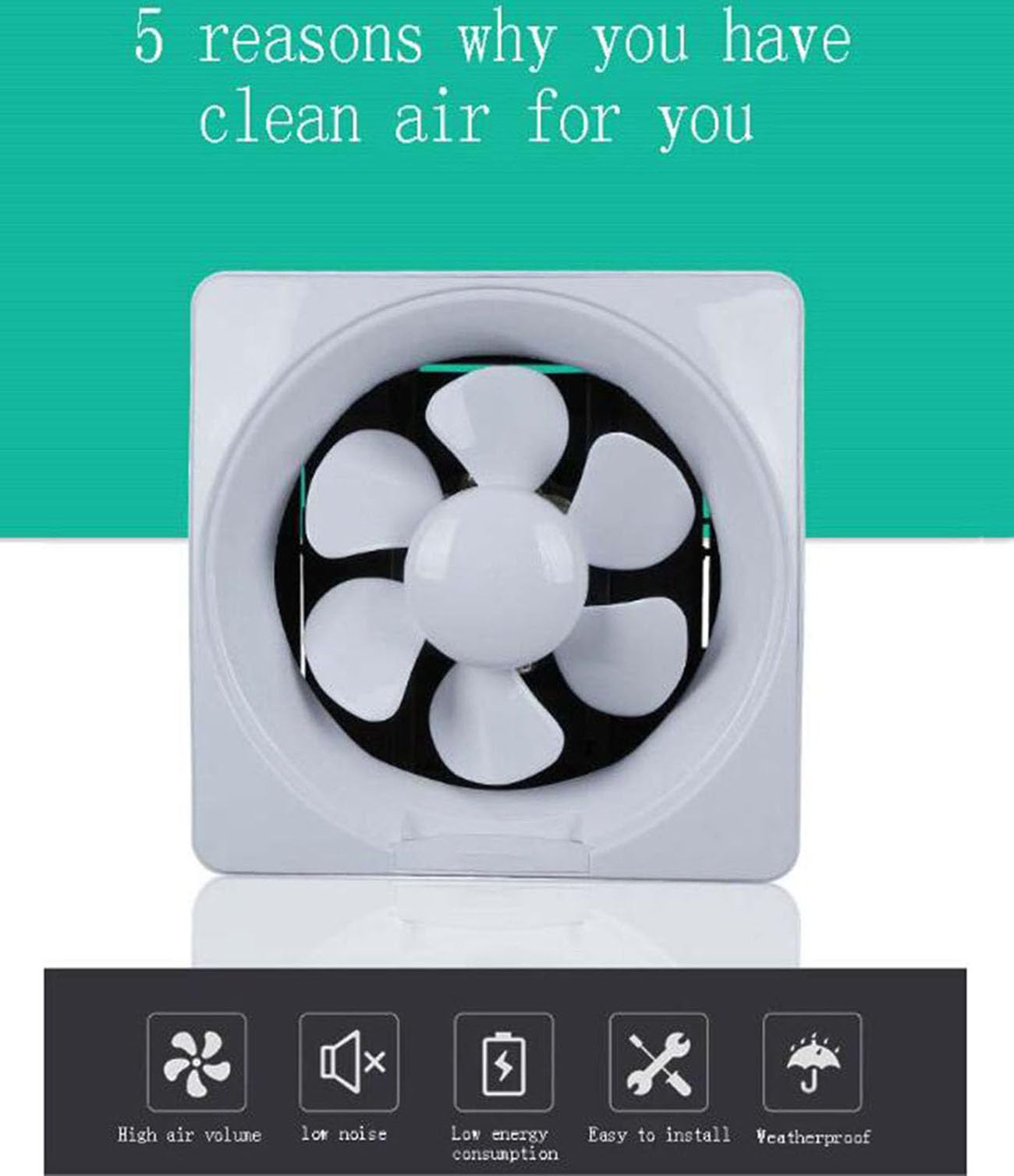 ICEMOB Extracteur d'air Stores,Extracteur d'air Salle De Bain,Extracteur Air Chaud avec Clapet Anti-Retour,pour WC, Cuisine,Garage,Grenier,Silencieux,8 inch