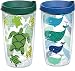 Tervis 1224739 Turtle and Whale Pattern Tumbler with Wrap and Assorted Lid 2 Pack 16oz, Clear