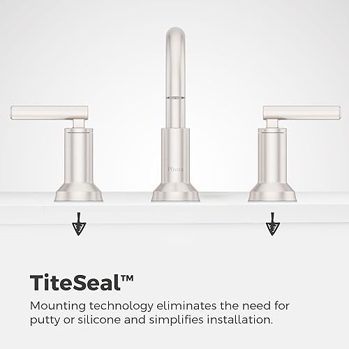 Miniatura 7 de Pfister Capistrano LF049CSOGS - Grifo para lavabo de baño, 8 pulgadas de ancho, 2 asas, 3 agujeros, acabado de níquel cepillado de defensa contra