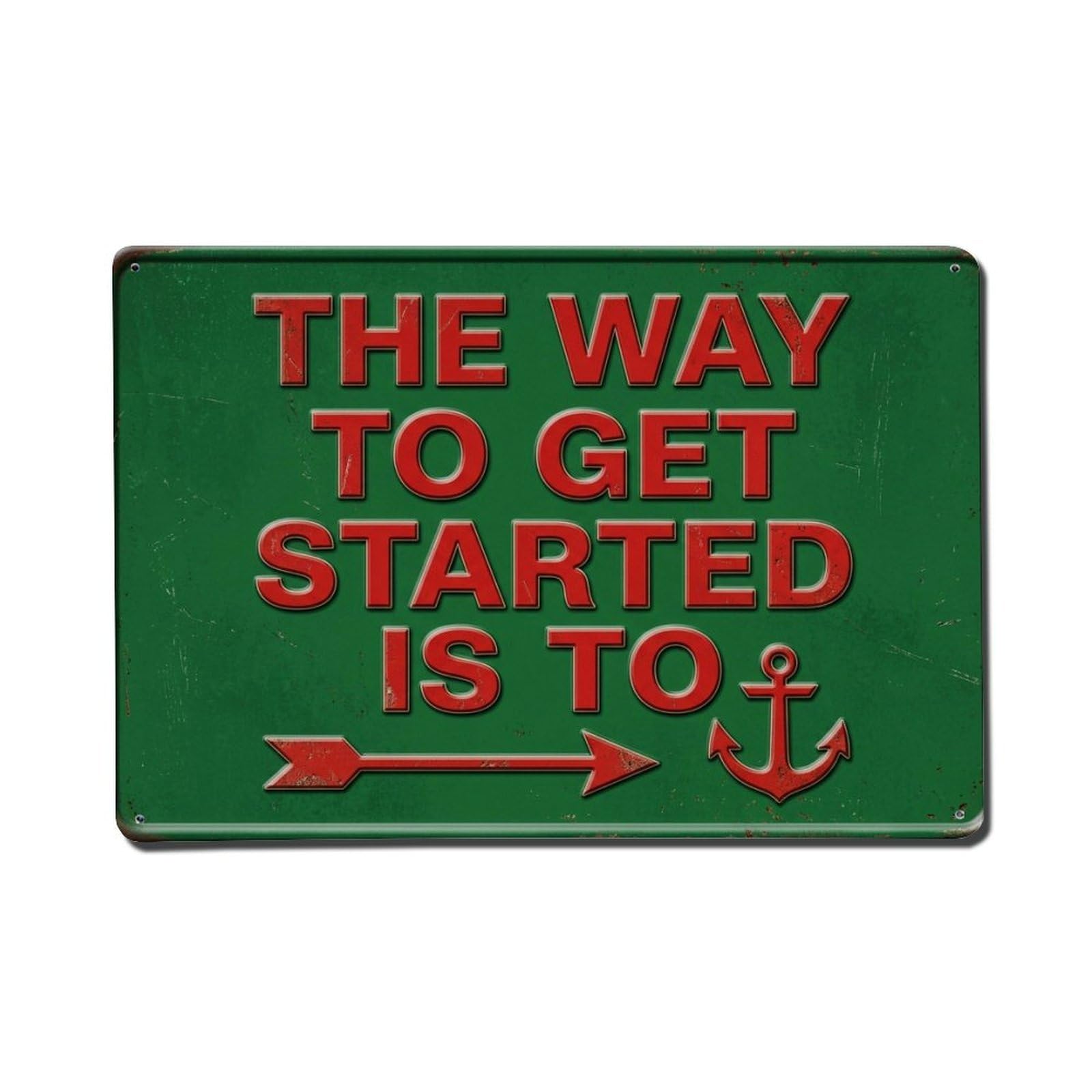 Cmhok Vintage Style Begin Doing Now Cafe Retro Motivational Slogans 1 Metal Tin Sign Wall Decor For Cafe, Club, Garden Metal Poster 8X12inch