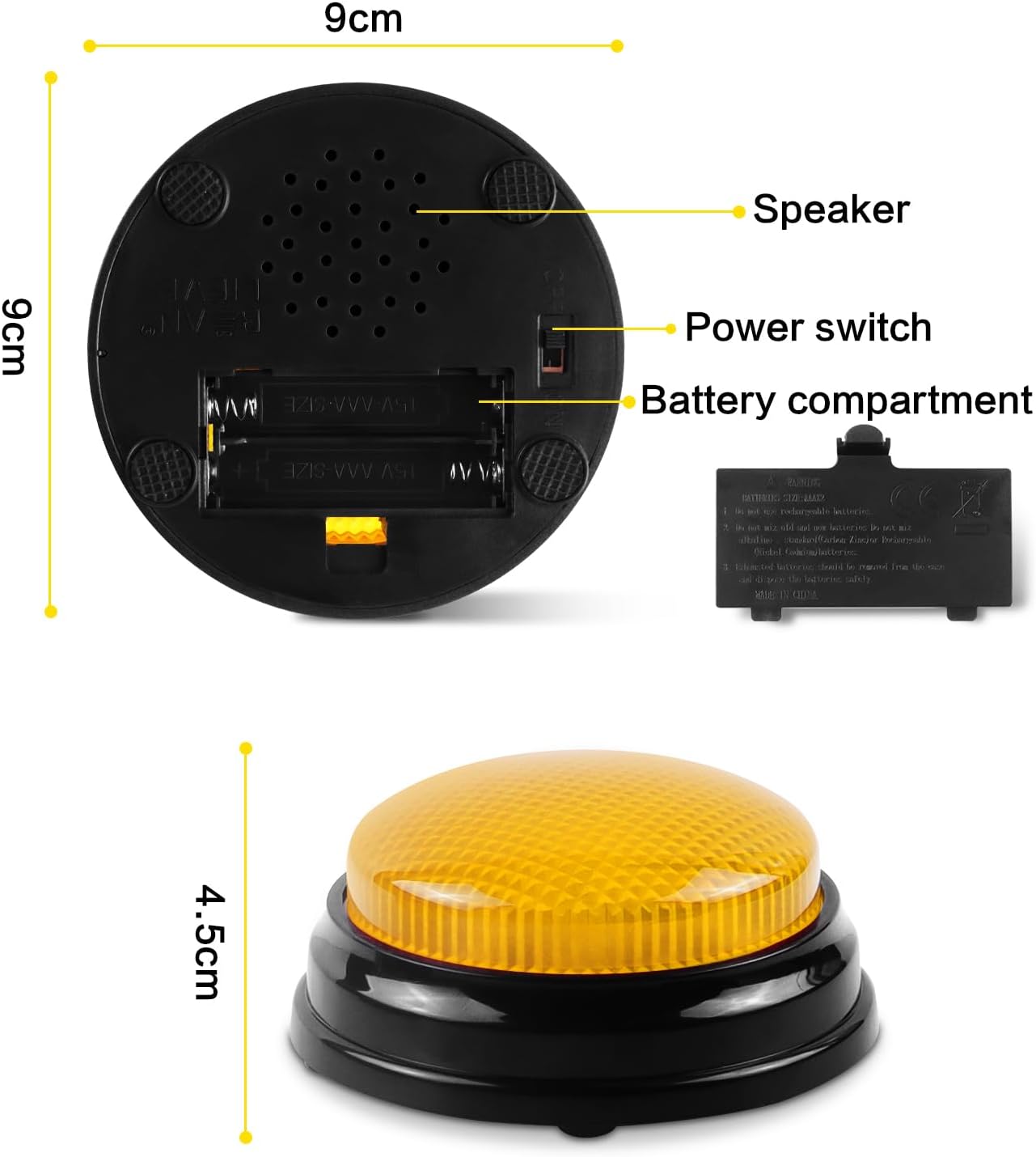 BEAN LIEVE 2-Pack Game Buzzers - Super Bright 4-LEDs, Unique Sounds, Compact Portable & Lock Switch - Trivia Buzzer System for Classroom, Jeopardy, Family Feud (Buzzers for Trivia Games)