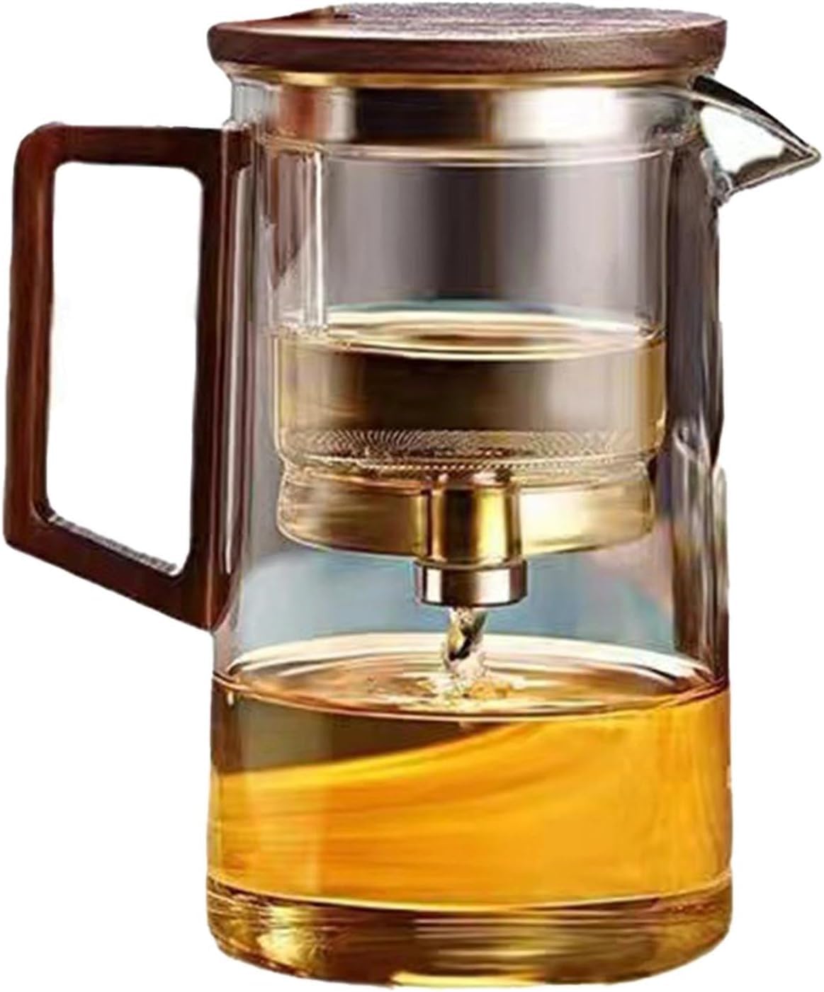 Enchanti – Teekanne aus Glas mit Holzgriff, 500 ml/750 ml, hitzebeständig, Filter, spülmaschinenfest(700ML)