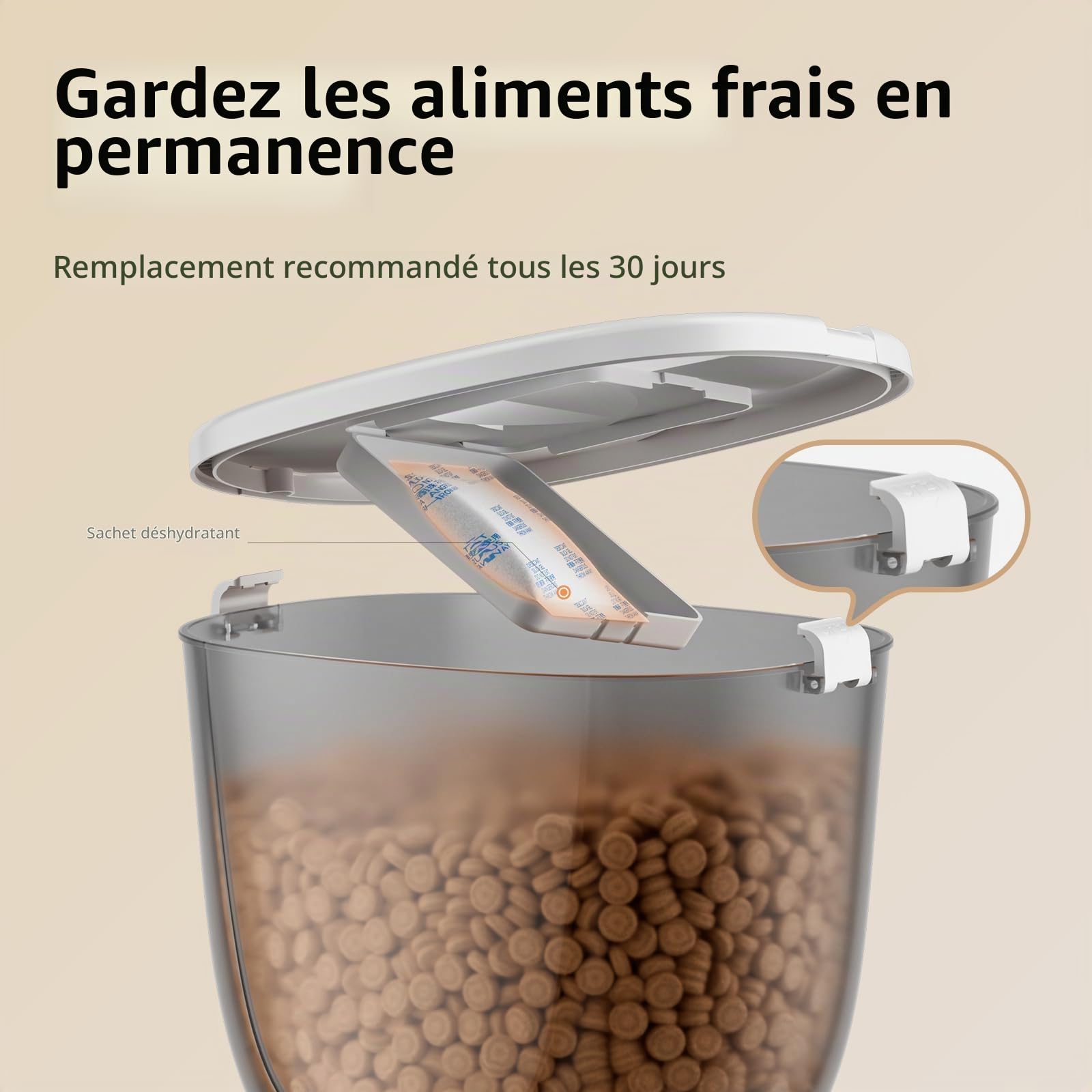 Distributeur Croquettes Chat Automatique 5L - Distributeur Croquettes Chat avec Minuterie Programmable - 1-6 Repas par Jour - Amovible et Lavable, Mangeoire de Nourriture pour Chien