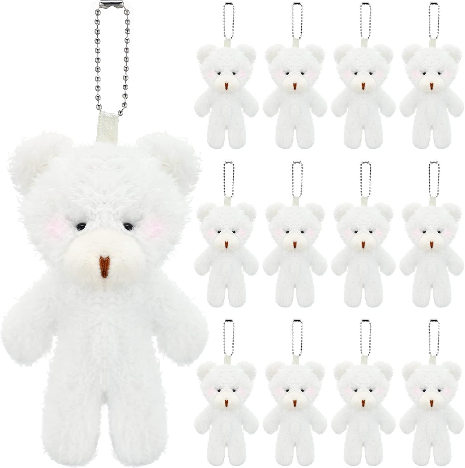 Plush Bear Stuffed Animals Pendant, Mini Stuffed Tiny Bear Soft Plush Stuffed Bear Doll for Valentine Gift DIY Weeding Birthday Party Accessory Decorations (12 Pcs)