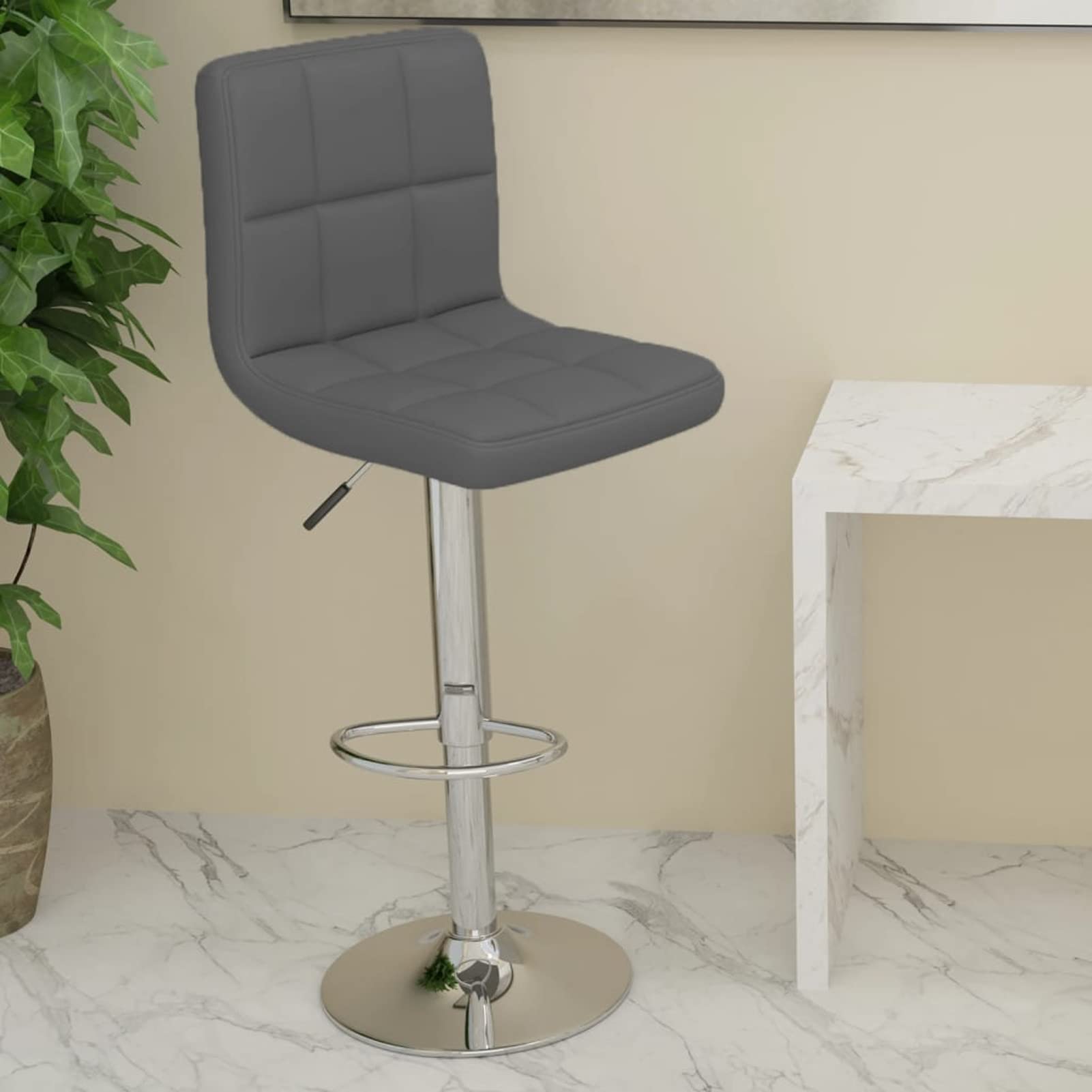 Chaises de salle à manger pour jardin en simili cuir gris imperméable