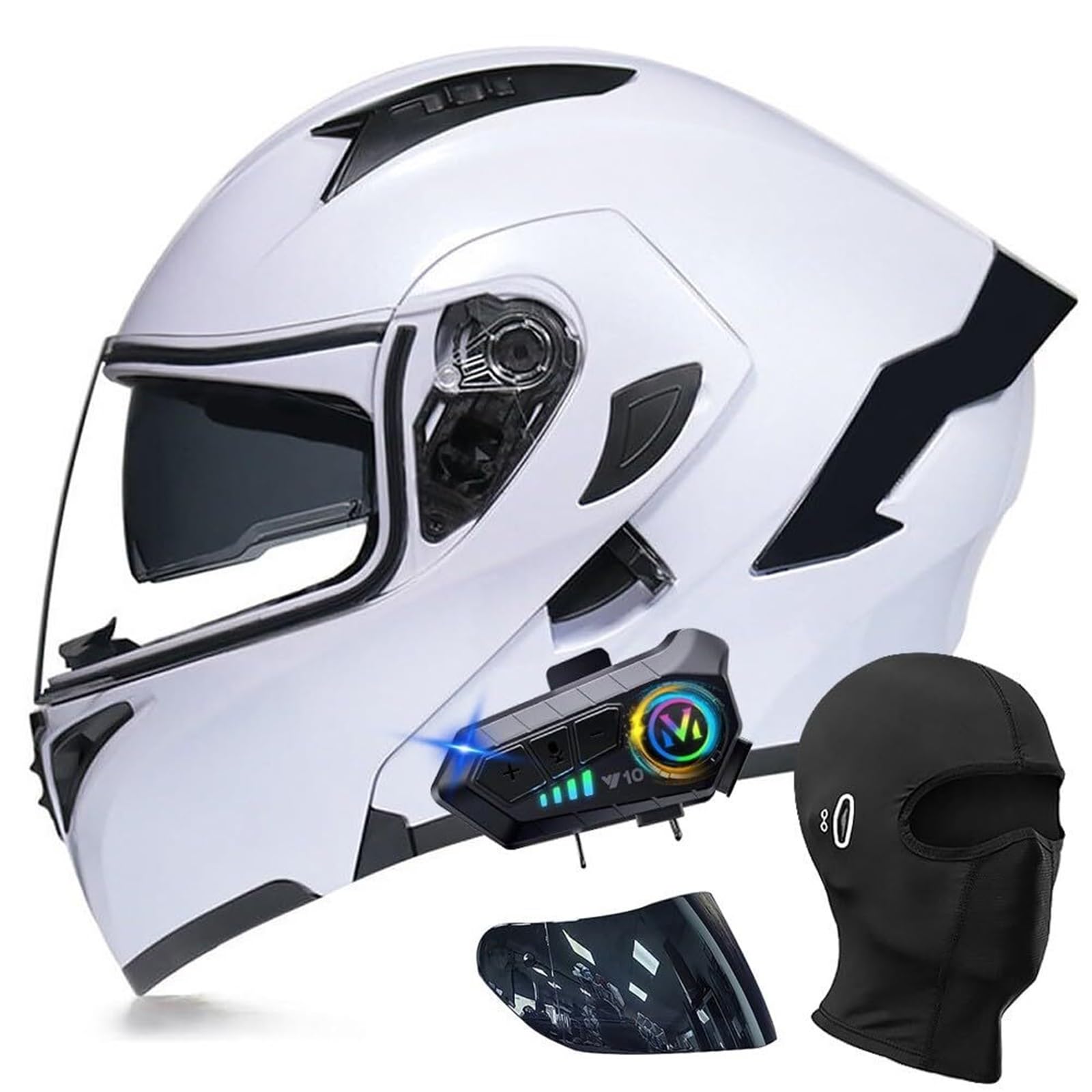 Agresywny Kask Motocyklowy Integralny, ECE R22.06 Kask Stealth z Podwójną Blendą, Kominiarka i Dodatkowa Szyba w Zestawie na Skuter