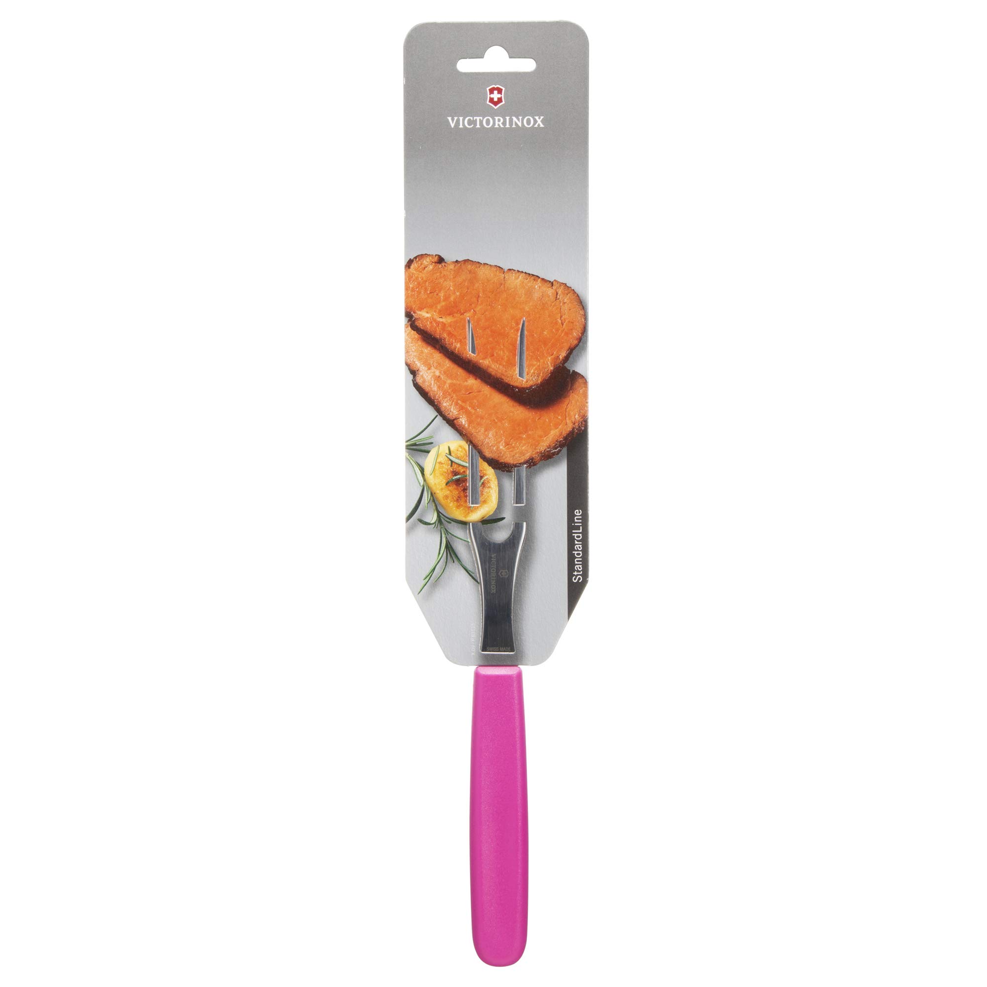 Victorinox Swiss Classic, Carving Fork, Extra Sharp Blade, 15 cm, Robust Plastic Handle, Stainless Steel, Pink - Image 4