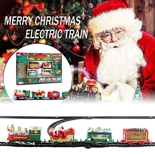 MEISI Conjunto clássico de trem de Natal com fumaça verdadeira, mini trem elétrico, com trilho de tr