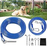 Petbobi Dog Runner for Yard, 75FT Heavy Duty Dog Trolley System with 10FT Dog Run Cable, Smooth Sliding& No Tangle Aerial Cable, Dog Runner for Yard for Small to Large Dogs Up to 120LBS