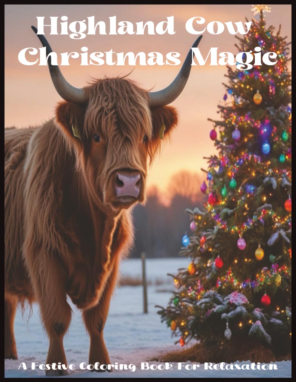Highland Cow Christmas Magic: a Festive Coloring Book For Relaxation- A Relaxing Coloring Experience- Grayscale coloring book: grown-ups relaxation ... patterns coloring pages, coloring therapy