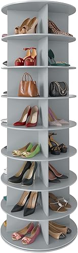 Miniatura 34 de SpaceAid Zapatero giratorio de 5 niveles, torre de exhibición de zapatos giratoria Lazy Susan, zapatero giratorio de 360 grados, almacenamiento en