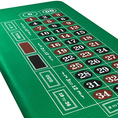 Brybelly Casino Night 4-In-1 Felts Only -Blackjack, Craps, Roulette And Texas Hold'em Table Felt Only- Green Felt Double Sided Casino Tabletop Gaming Mat- 72" X 36" - Perfect For Casino Game Night #TOP5