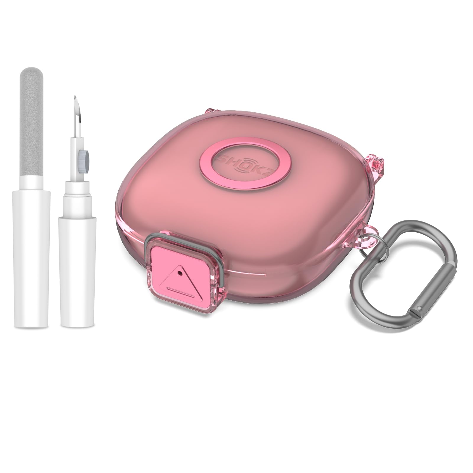 Photo 1 of [Secure Lock] for SHOKZ OpenFit 2 Case, TUDIOW Clear TPU Shockproof Protective Case Cover for New SHOKZ OpenFit 2 Headphones Accessories with Cleaning Kit & Keychain (Clear Pink)