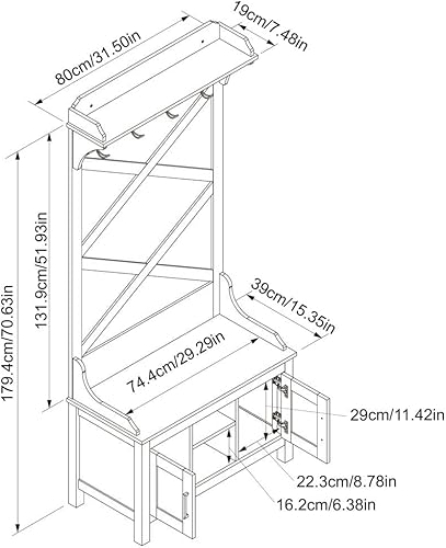 Miniatura 7 de Árbol de pasillo Enrid con banco de almacenamiento