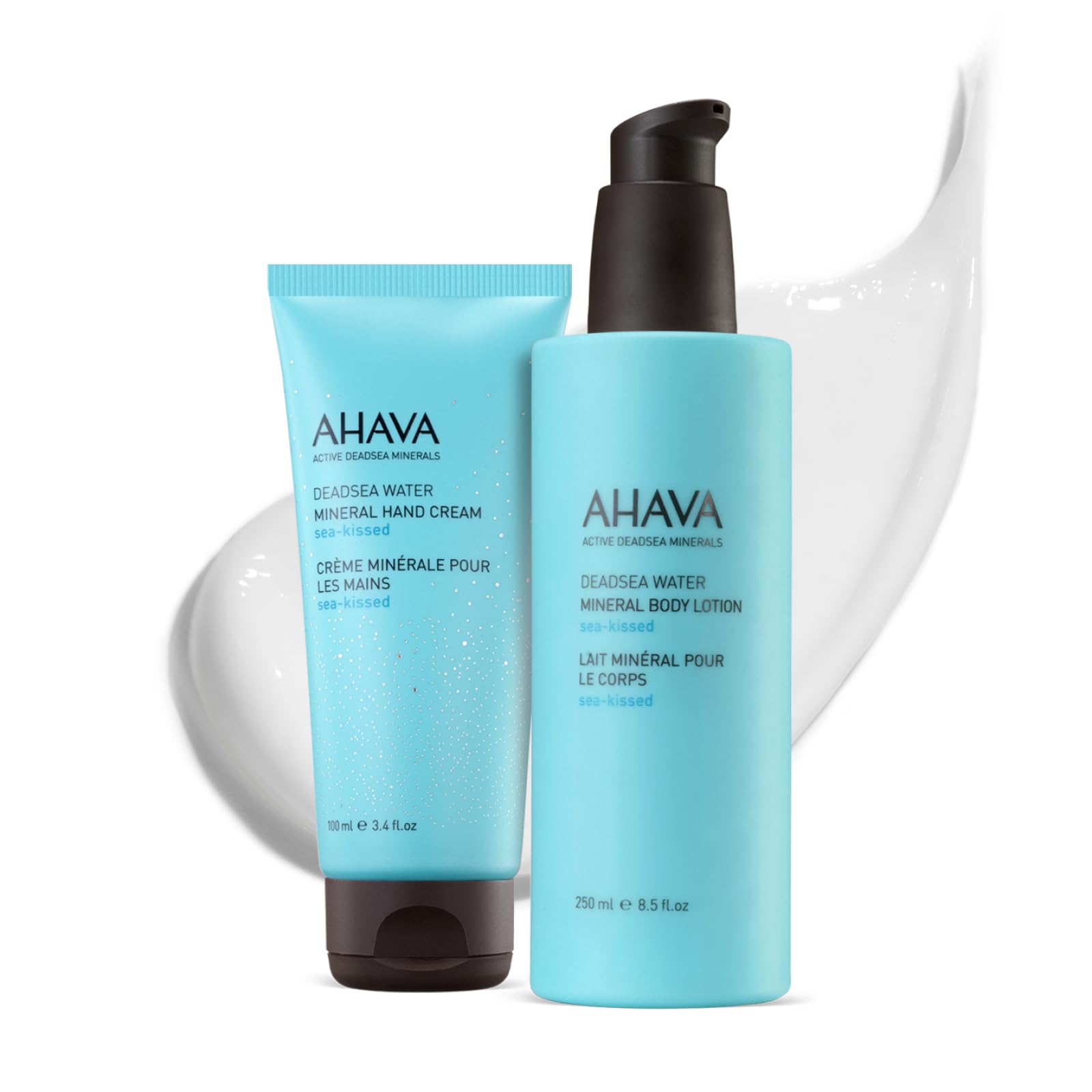 AHAVA Sea-Kissed Hand & Body Care Set – Includes Hand Cream (100ml) & Body Lotion (8.5 Fl.Oz) | Enriched with Dead Sea Minerals, Magnesium & Refreshing Sea-Kissed Fragrance