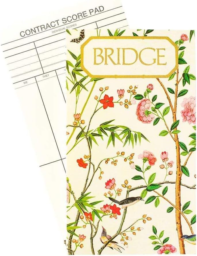Caspari Jumbo Text Chinese Wallpaper Bridge Playing Card Gift Set – 2 Decks of Bridge Cards & Score Pad, Large Print, Printed in Belgium