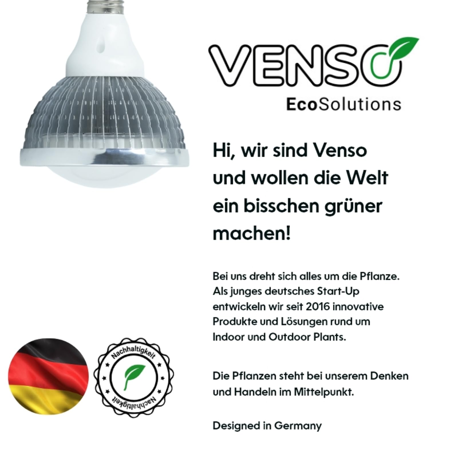 Venso Pflanzenlampe 136mm 230V E27 18W Neutralweiß Reflektor