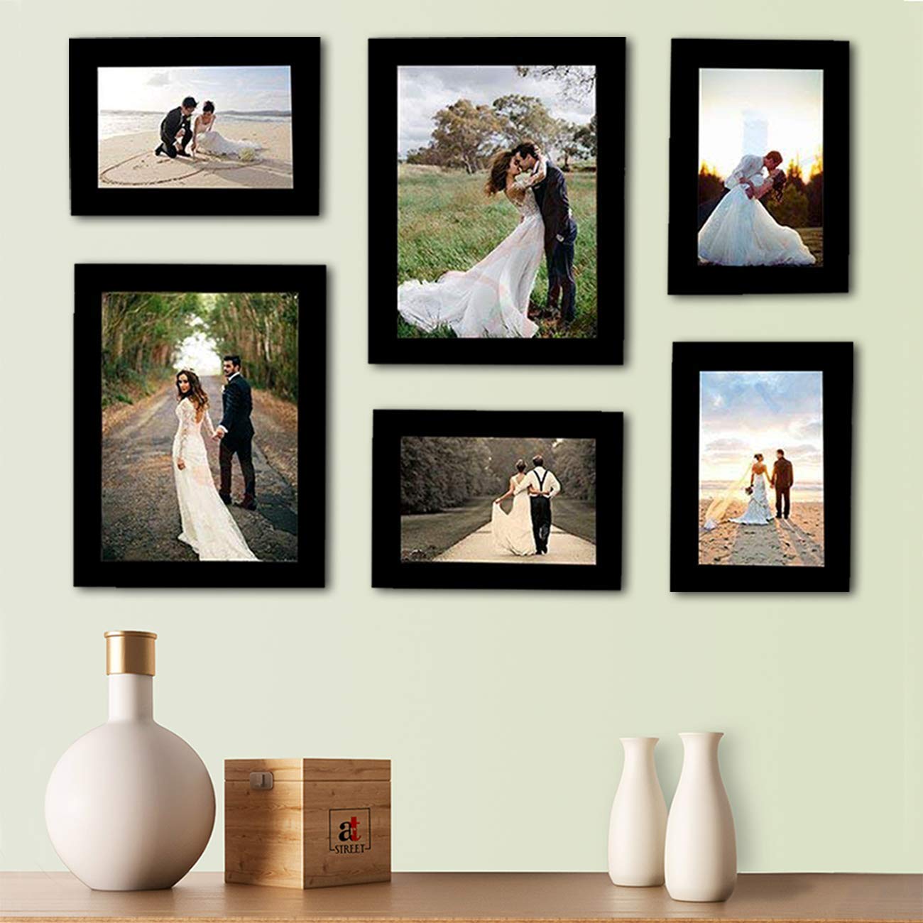 Art Street Decorous black Customized wall photo frames with Photo Upload- set of 6 individual photo frames (2-6x8, 4-4x6 Inch) (B0D8THDTB3) Amazon Price History, Amazon Price Tracker