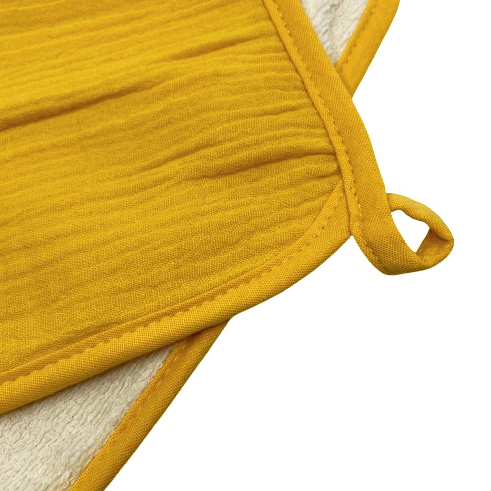 Toallitas para bebés para escupir toallas, juego de 4 unidades - Amarillo - Grueso y suave de algodón orgánico - hidrófilo con rizo