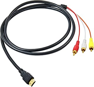 Gxaruiyu HDMI to RCA Cable 1080P 5.9ft HDMI Male Head to 3-RCA Video Audio AV Cable Connector Adapter One-Way Transmitter for TV HDTV DVD